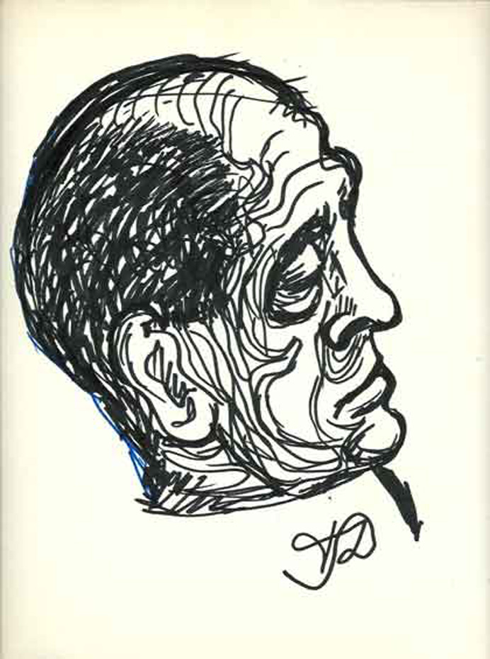 Felipe Diez Sada - Frederico Garcia Lorca - Feutre noir et bleu sur papier ŕ dessin 24,5 x 30 cm Felipe Diez Sada - Frederico Garcia Lorca - Feutre noir et bleu sur papier ŕ dessin 24,5 x 30 cm