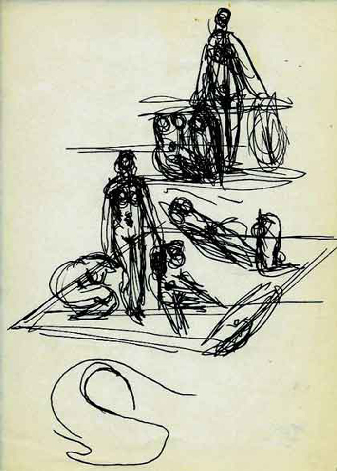 Gilbert Piller - Projet de sculpture - encre de chine sur papier - 14,8 x 20,8 cm Gilbert Piller - Projet de sculpture - encre de chine sur papier - 14,8 x 20,8 cm