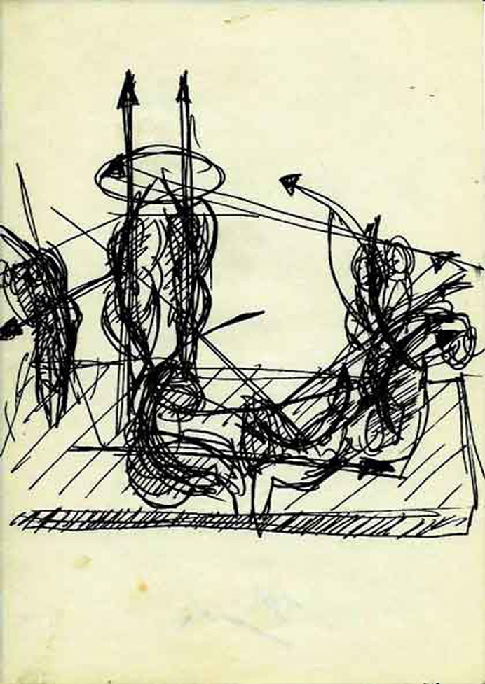 Gilbert Piller - Projet de sculpture - encre de chine sur papier - 14,8 x 20,8 cm Gilbert Piller - Projet de sculpture - encre de chine sur papier - 14,8 x 20,8 cm