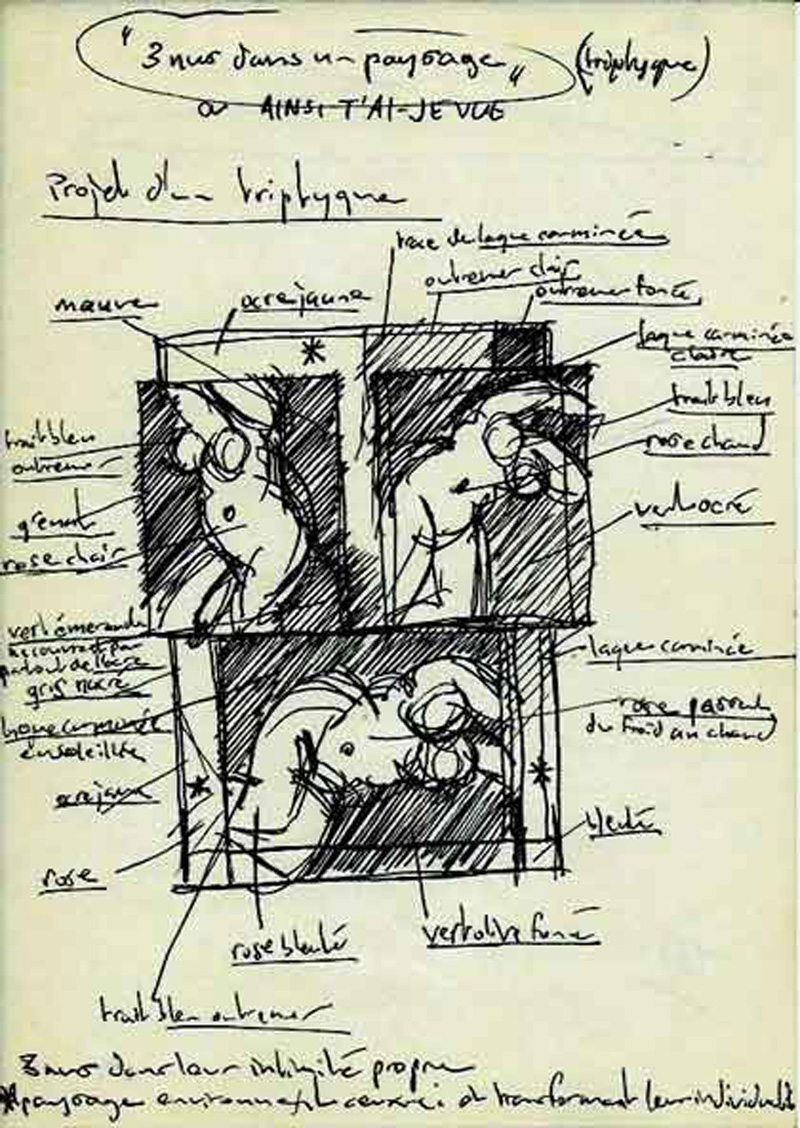 Gilbert Piller - Projet d'un triptyque- encre de chine sur papier - 14,8 x 20,8 cm Gilbert Piller - Projet d'un triptyque - encre de chine sur papier - 14,8 x 20,8 cm