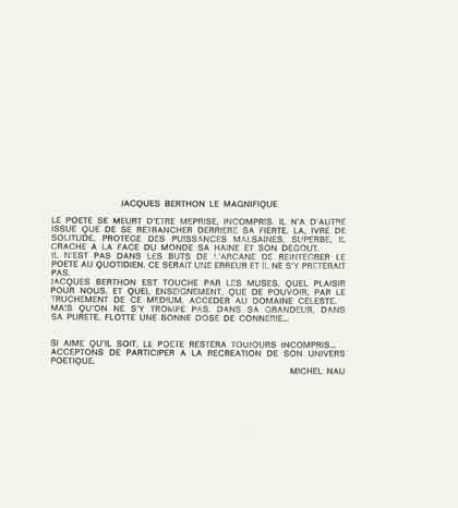 Michel Nau - Ecrit pour Jacques Berthon Michel Nau - Ecrit pour Jacques Berthon
